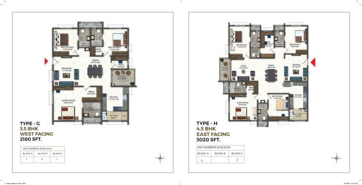 Floor Plan, ramky-one-odyssey 3 Bedroom 1750 Sq.Ft. Apartment In Narsingi Hyderabad 7868907