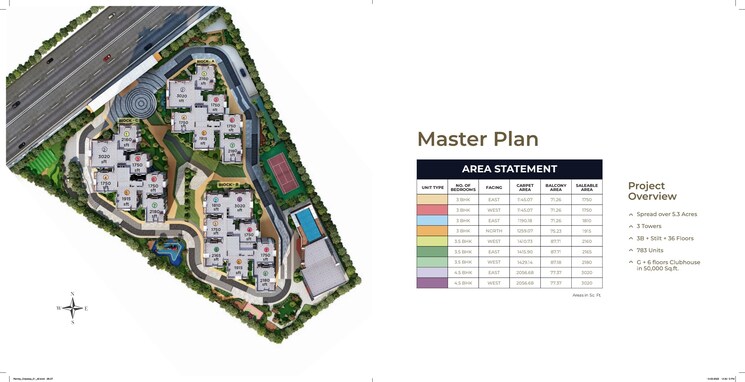 Master Plan, ramky-one-odyssey 3 Bedroom 1750 Sq.Ft. Apartment In Narsingi Hyderabad 7868907