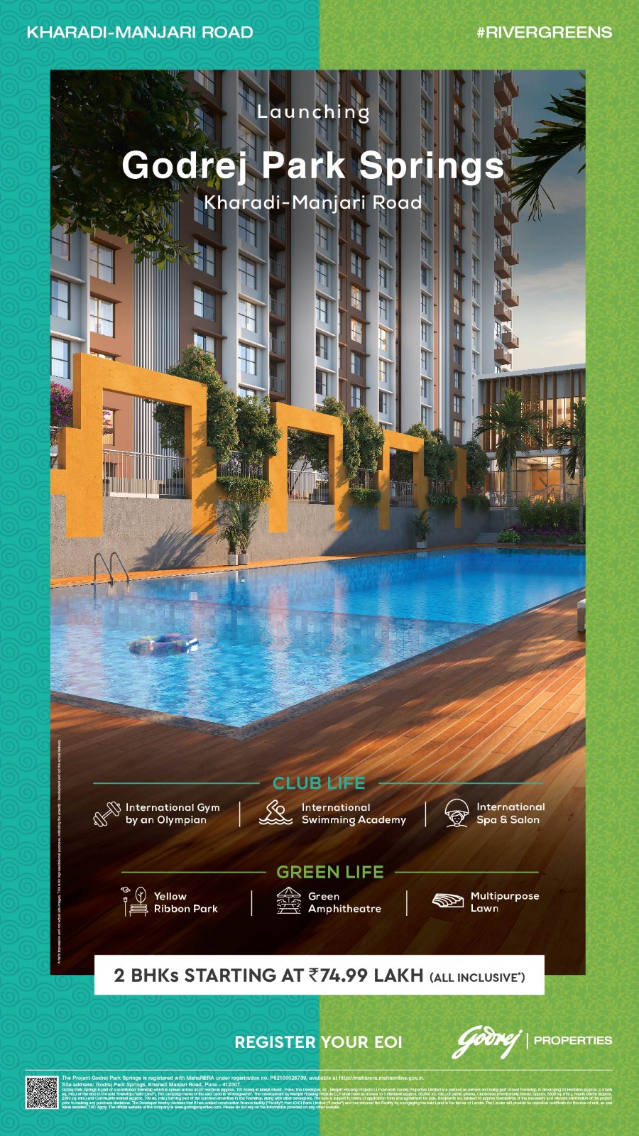 2 BHK 677 Sq.Ft. Apartment in Godrej Rivergreens