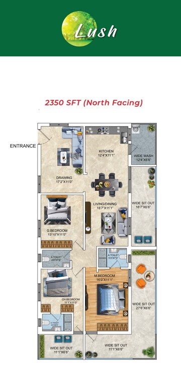Floor Plan in 4 BHK Apartment at Shree Luxurio 75 Residences, Serilingampally – for Sale