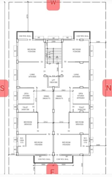 Floor Plan in 3 BHK Apartment at New Town – for Sale