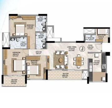 Floor Plan in 3 BHK Apartment at SM Nest, Kodigehalli – for Sale