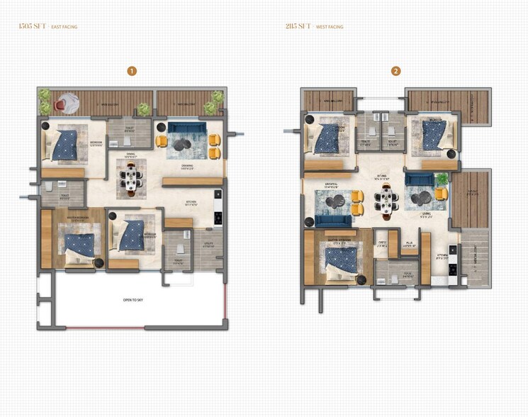 Floor Plan, aura-vidha 3 Bedroom 1990 Sq.Ft. Apartment In Kondapur Hyderabad 7879475