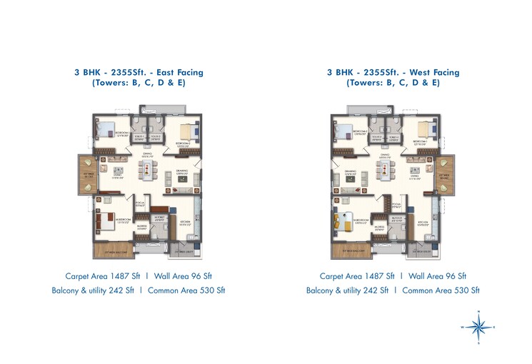 Floor Plan, rajapushpa-pristinia 3 Bedroom 3000 Sq.Ft. Apartment In Kokapet Hyderabad 7879772