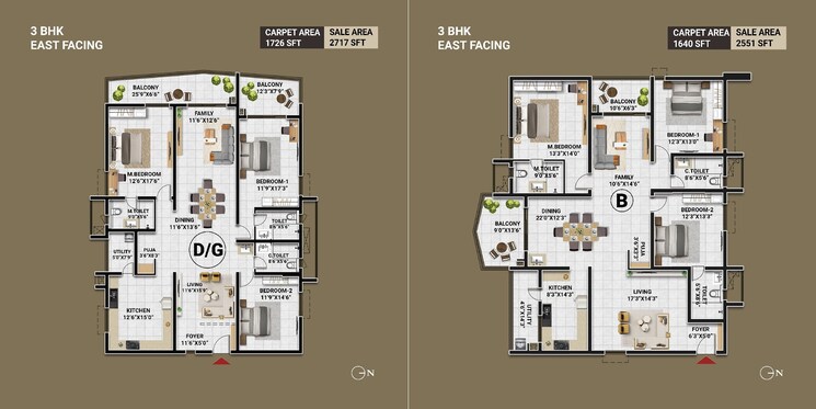 Floor Plan, lumbini-elysee 3 Bedroom 2717 Sq.Ft. Apartment In Puppalaguda Hyderabad 7879843