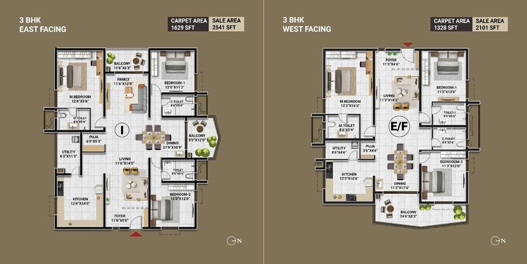 Floor Plan, lumbini-elysee 3 Bedroom 2515 Sq.Ft. Apartment In Puppalaguda Hyderabad 7879887