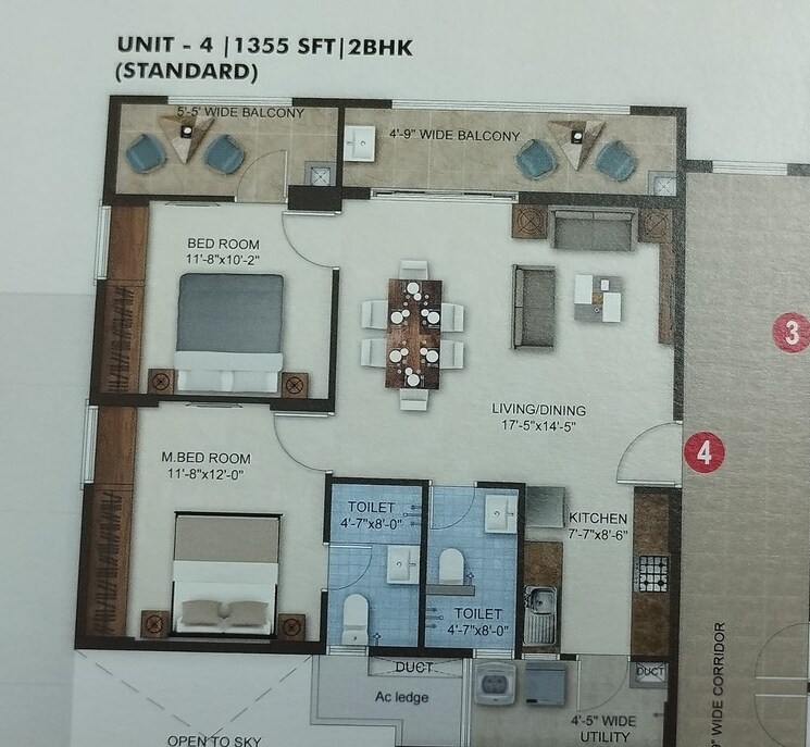 Floor Plan, bandlaguda jagir 2 Bedroom 1120 Sq.Ft. Apartment In Bandlaguda Jagir Hyderabad 7880733