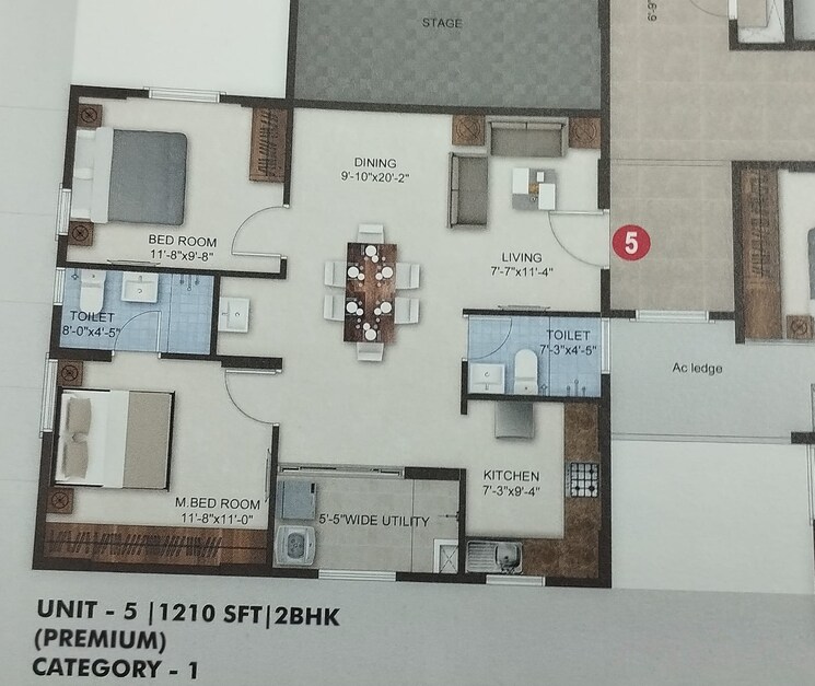 Floor Plan, bandlaguda jagir 2 Bedroom 1120 Sq.Ft. Apartment In Bandlaguda Jagir Hyderabad 7880733