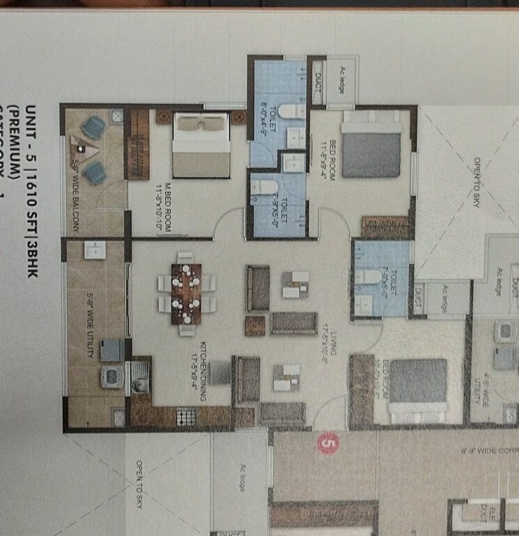 Floor Plan, bandlaguda jagir 2 Bedroom 1120 Sq.Ft. Apartment In Bandlaguda Jagir Hyderabad 7880733
