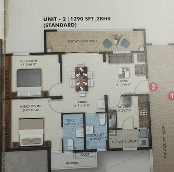 Floor Plan in 2 BHK Apartment at Bandlaguda Jagir – for Sale