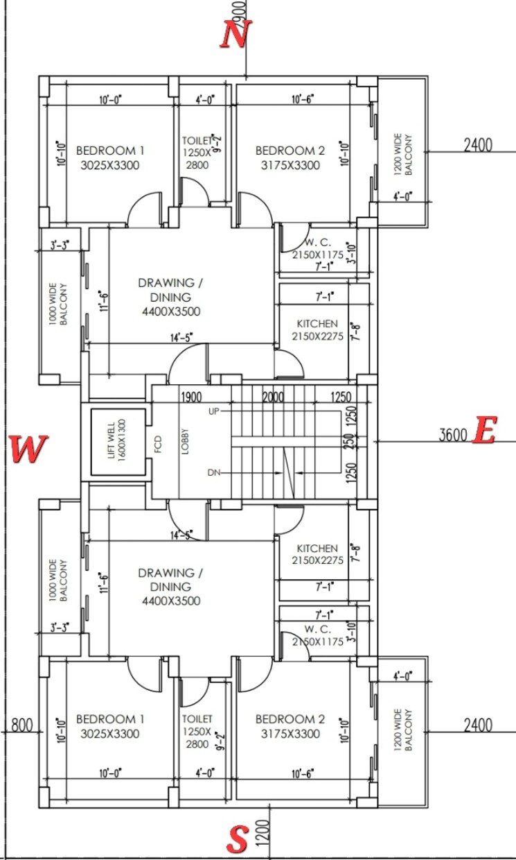Floor Plan, new town action area 1 2 Bedroom 990 Sq.Ft. Apartment In New Town Action Area 1 Kolkata 7881117