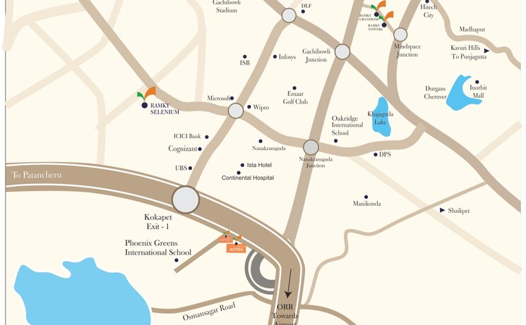 Map Location, ramky-one-astra 3 Bedroom 2000 Sq.Ft. Apartment In Kokapet Hyderabad 7886699
