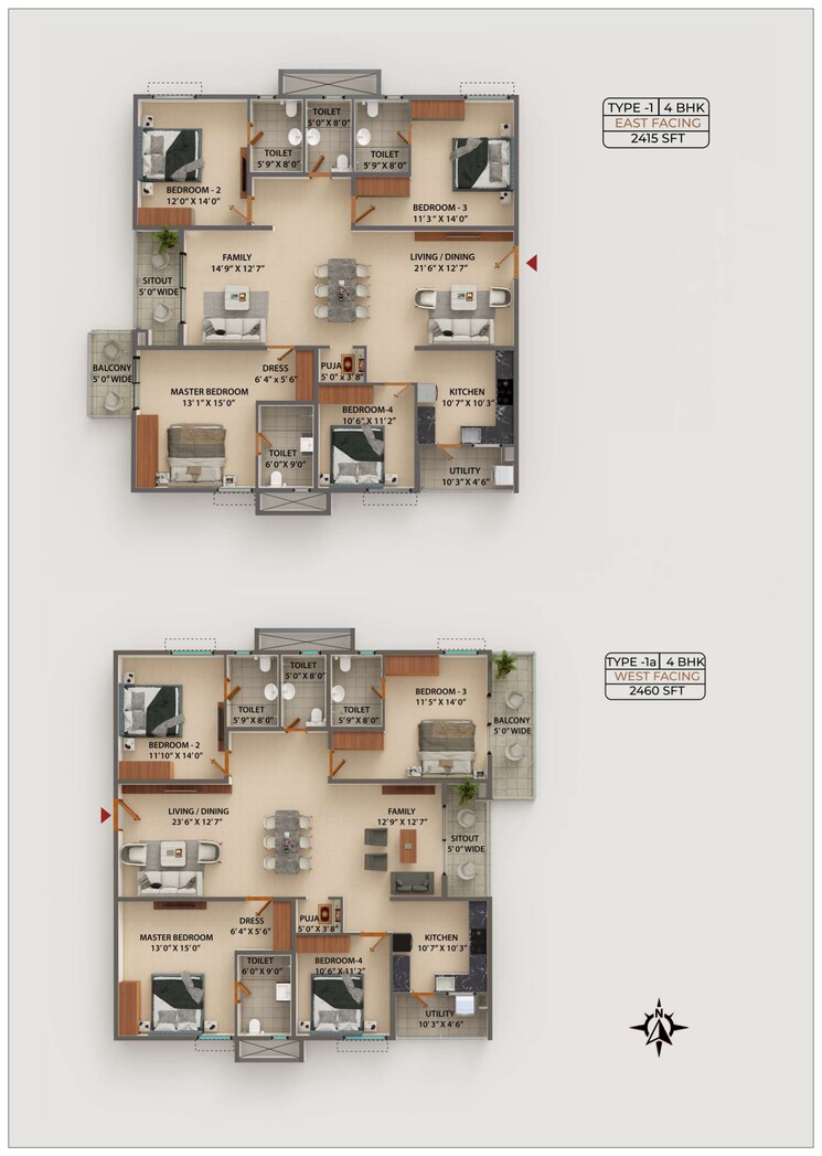 Floor Plan, ramky-one-astra 3 Bedroom 2000 Sq.Ft. Apartment In Kokapet Hyderabad 7886699