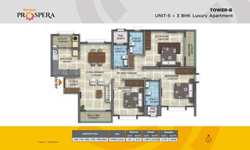 Floor Plan in 3 BHK Apartment at Kumar Prospera, Hennur Road – for Sale