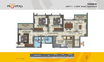 Floor Plan in 3 BHK Apartment at Kumar Prospera, Hennur Road – for Sale