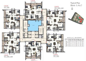 Floor Plan in 3 BHK Apartment at Western Springs, Puppalaguda – for Sale