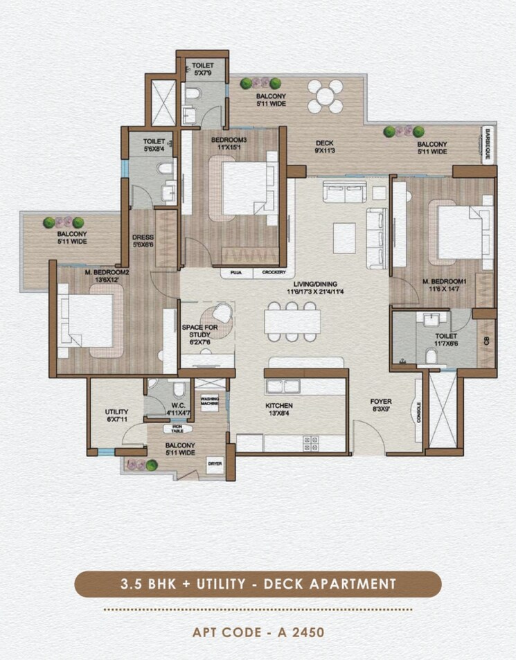 Floor Plan, smart-world-one-dxp 3.5 Bedroom 2450 Sq.Ft. Apartment In Sector 113 Gurgaon 7889180