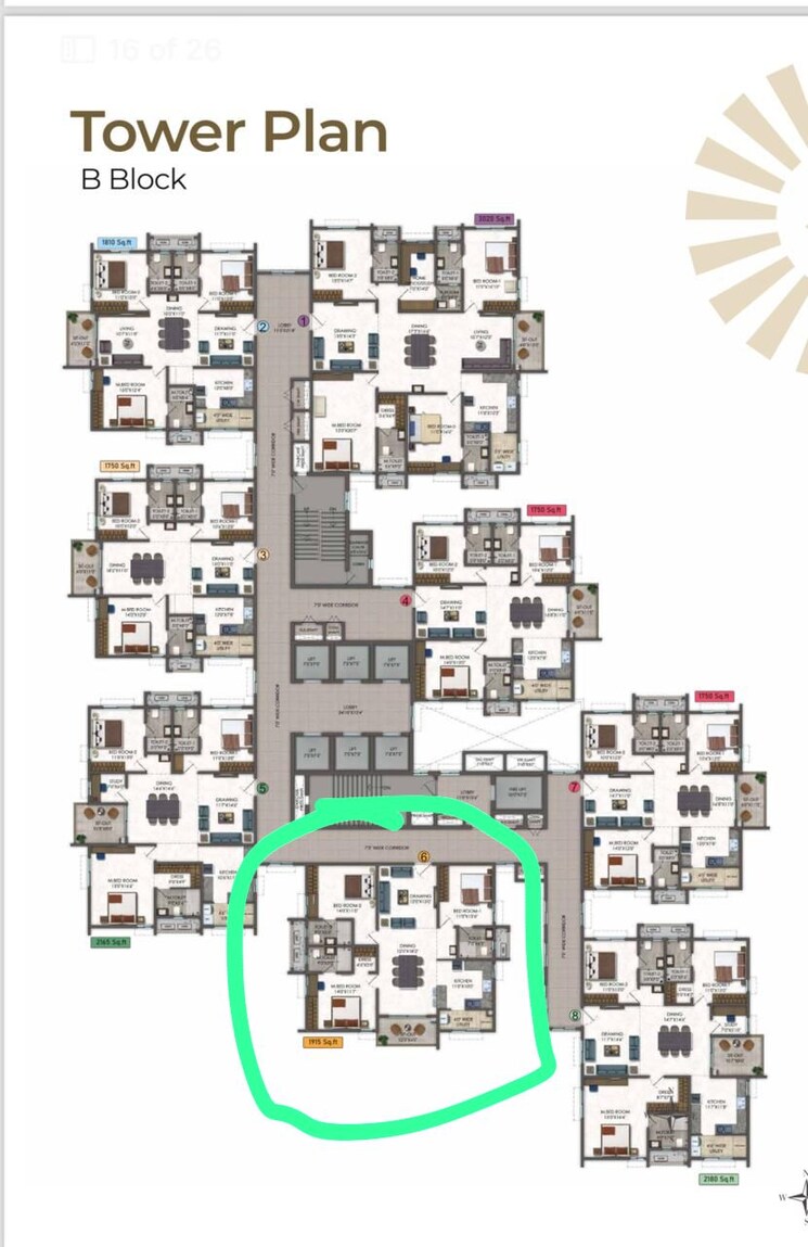 Floor Plan, ramky-one-odyssey 3 Bedroom 1915 Sq.Ft. Apartment In Narsingi Hyderabad 7889260