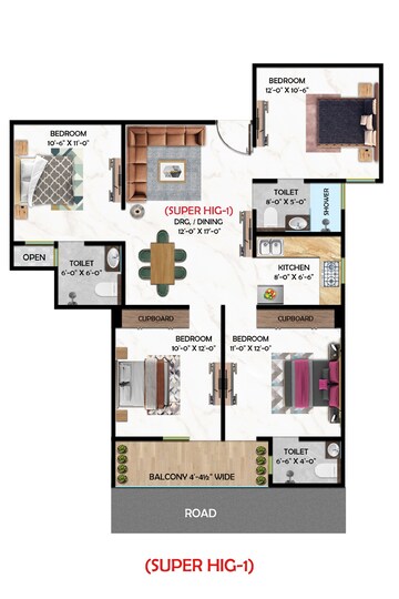 Floor Plan in 4 BHK Builder Floor at Sector 72 – for Sale