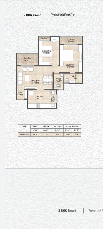 Floor Plan in 3 BHK Builder Floor at DR Gavhane Destination Mangalam Marvel, Charholi Budruk – for Sale