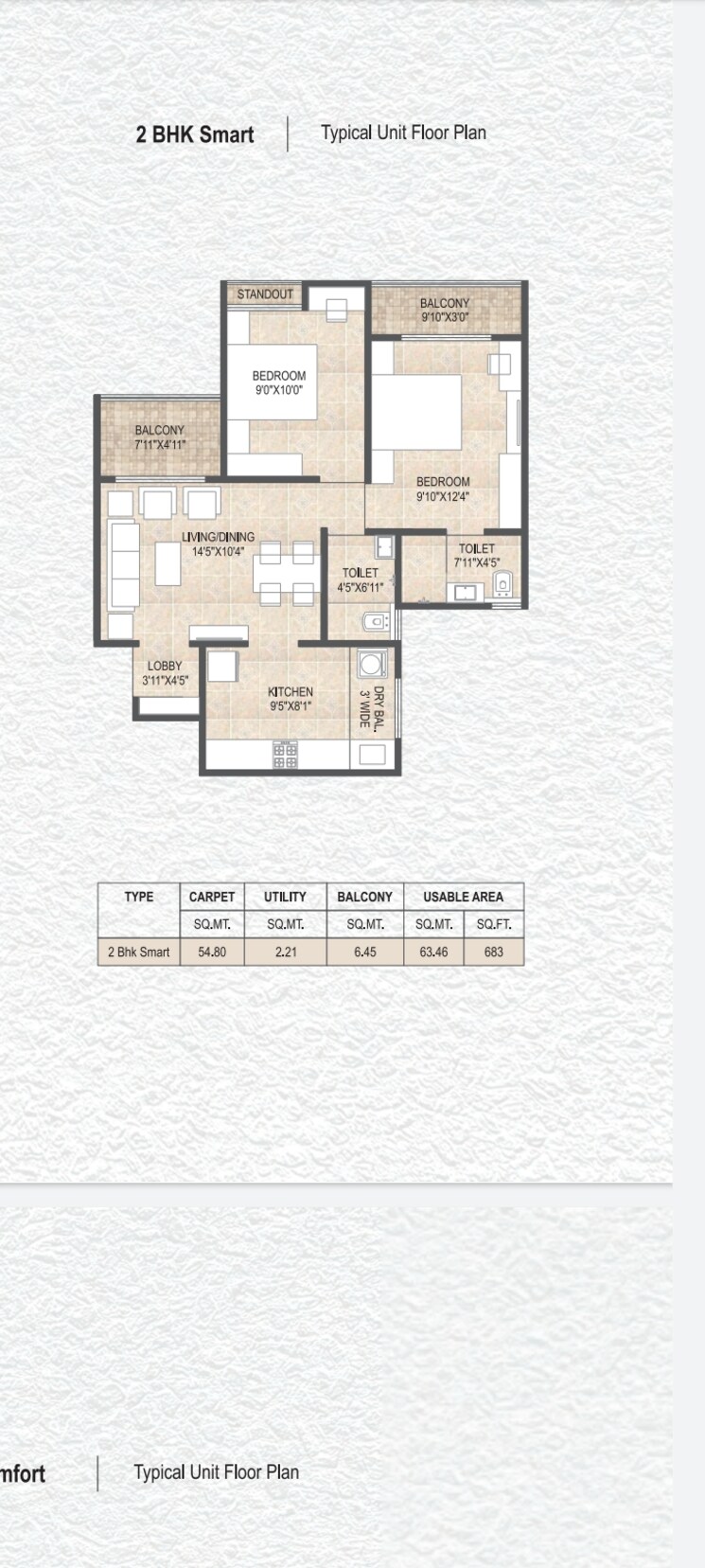 Floor Plan, dr-gavhane-destination-mangalam-marvel 3 Bedroom 897 Sq.Ft. Builder Floor In Charholi Budruk Pune 7891150