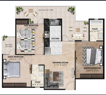 Floor Plan in 3 BHK Apartment at Sector 86 – for Sale