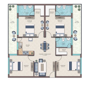 Master Bedroom in 4 BHK Apartment at Sector 89 – for Sale