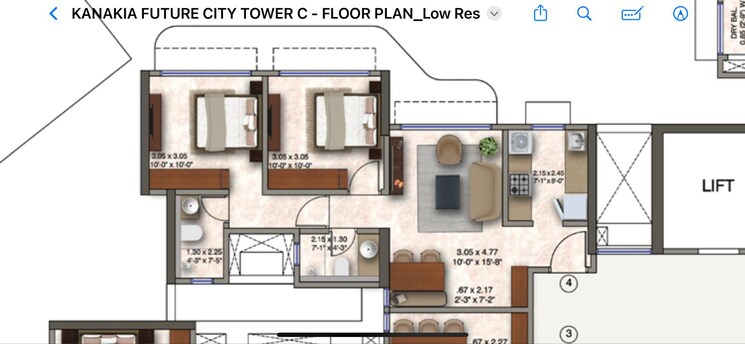 Floor Plan, kanakia-silicon-valley 2 Bedroom 669 Sq.Ft. Apartment In Powai Mumbai 7893401
