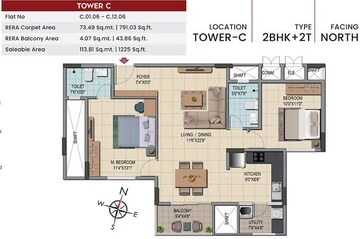Floor Plan in 2 BHK Apartment at Yelahanka – for Sale