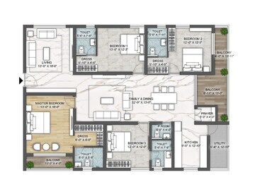 Floor Plan in 4 BHK Apartment at Nanakramguda – for Sale