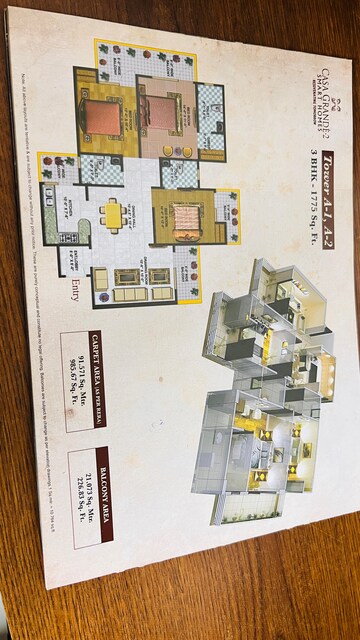 Master Bedroom in 2 BHK Apartment at Oasis GrandStand, Sector 22d Yamuna Expressway – for Sale