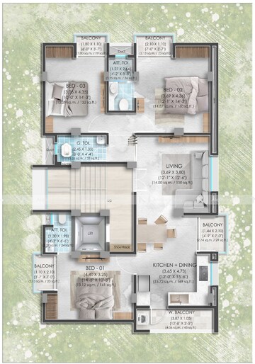Floor Plan in 3 BHK Builder Floor at Narendra Nagar – for Sale