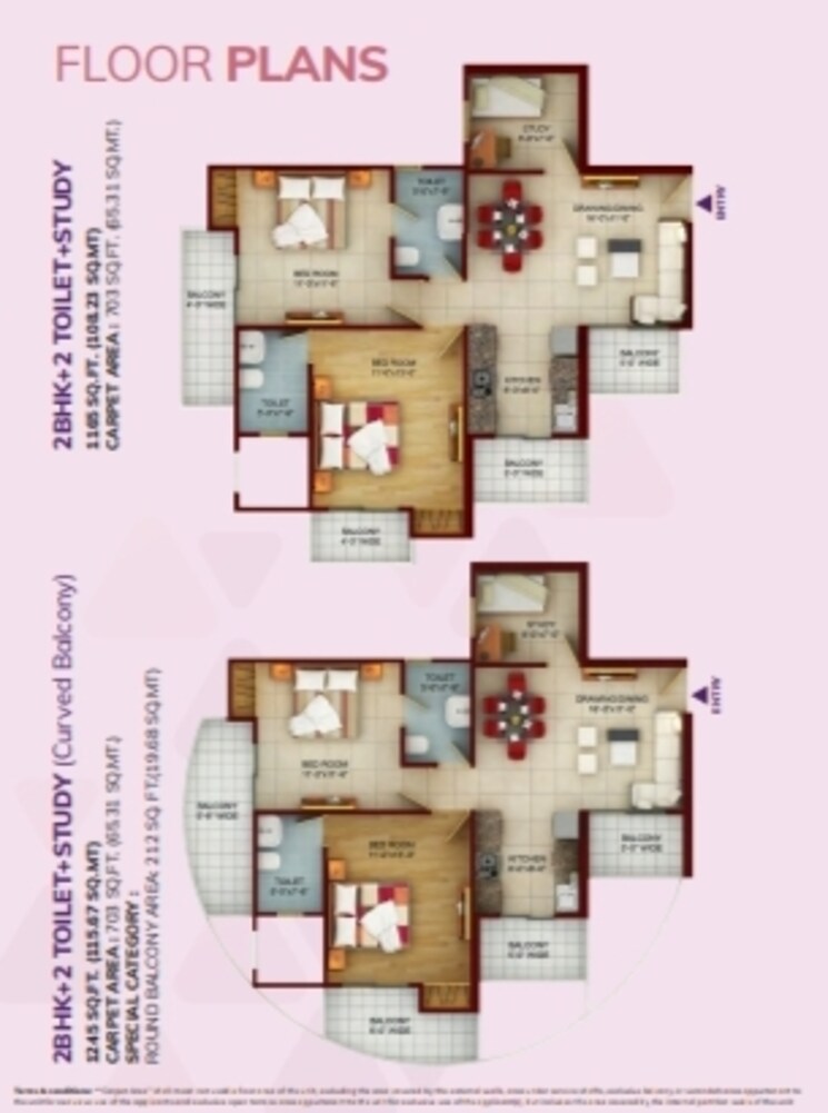 Floor Plan, samridhi-luxuriya-avenue 2 Bedroom 1245 Sq.Ft. Apartment In Sector 150 Noida 7899806