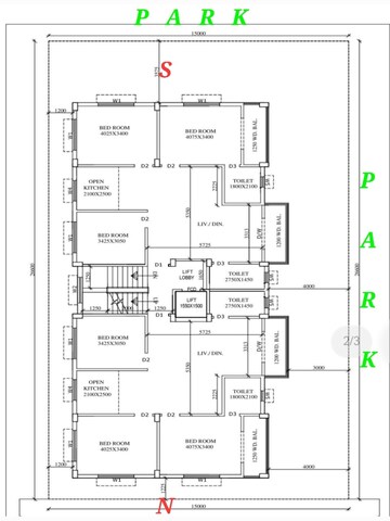 Floor Plan in 3 BHK Apartment at New Town – for Sale