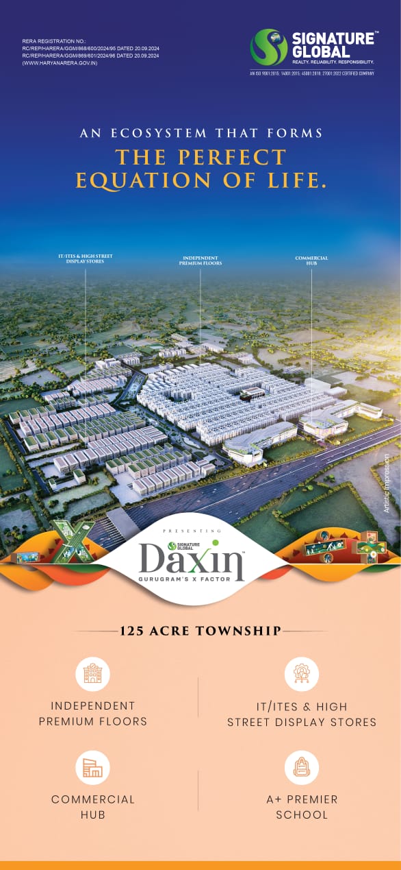 3 BHK + Servant Room,Study Room 1850 Sq.Ft. Apartment in Signature Global Daxin Vistas