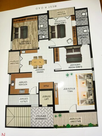 Floor Plan in 3 BHK Apartment at Poranki – for Sale