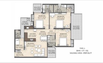 Floor Plan in 3 BHK Apartment at Irish Platinum, Sector 10 Greater Noida – for Sale