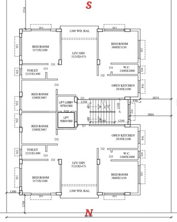 Floor Plan in 3 BHK Apartment at New Town – for Sale