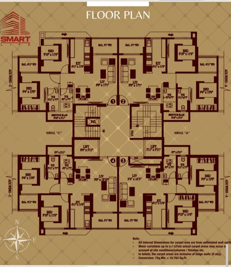 Floor Plan, reliance-gold 2 Bedroom 800 Sq.Ft. Apartment In Ambernath Thane 7916527