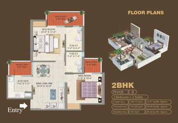 2 BHK Apartment For Sale in Charms Castle Phase II, Raj Nagar Extension