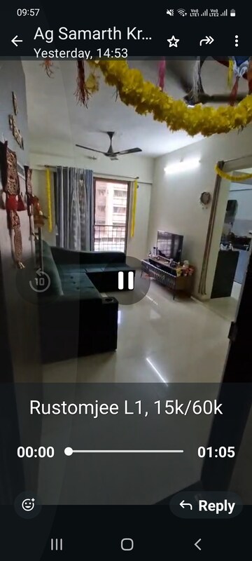 Master Bedroom in 1 BHK Apartment at Rustomjee Avenue L WING A B C D, Virar West – for Rent