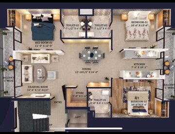 Floor Plan in 3 BHK Apartment at Tulip Orange, Sector 70 – for Rent