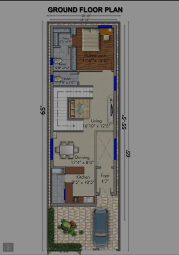 Floor Plan in 3 BHK Villa at Narepally – for Sale
