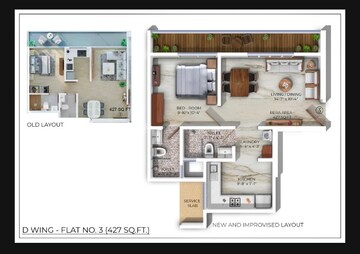 Floor Plan in 1 BHK Apartment at Avant Heritage, Jogeshwari East – for Sale