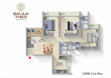 Floor Plan in 2 BHK Apartment at Reliable Balaji Theo, Kalamboli – for Sale