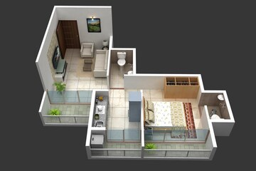 Floor Plan in 1 BHK Apartment at Riu Siddhivinayak Aarambh, Pushpak Nagar – for Sale