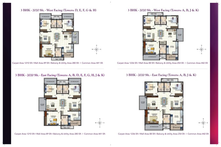 Floor Plan, rajapushpa-provincia 3 Bedroom 1715 Sq.Ft. Apartment In Narsingi Hyderabad 7934192