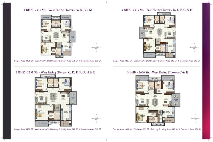 Floor Plan, rajapushpa-provincia 3 Bedroom 1715 Sq.Ft. Apartment In Narsingi Hyderabad 7934192