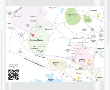 3 BHK Apartment – Map Location View at DSR Altitudes, Osman Nagar - for Sale