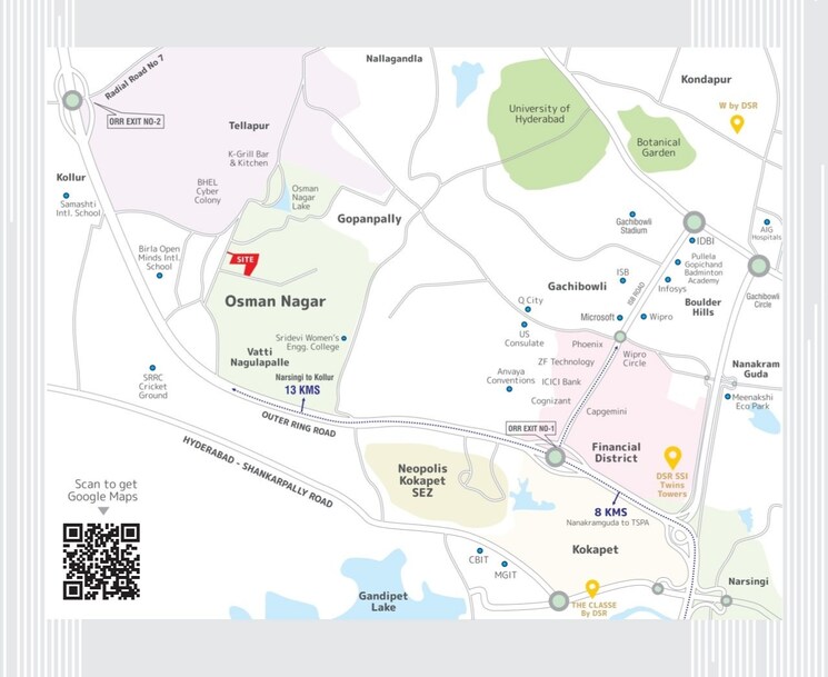 Map Location, dsr-altitudes 3 Bedroom 2277 Sq.Ft. Apartment In Osman Nagar Hyderabad 7940218